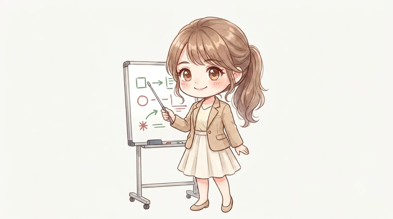 アプリ婚活のリアル 運営者マミのイラスト(ホワイトボードで婚活アプリ攻略を解説)
